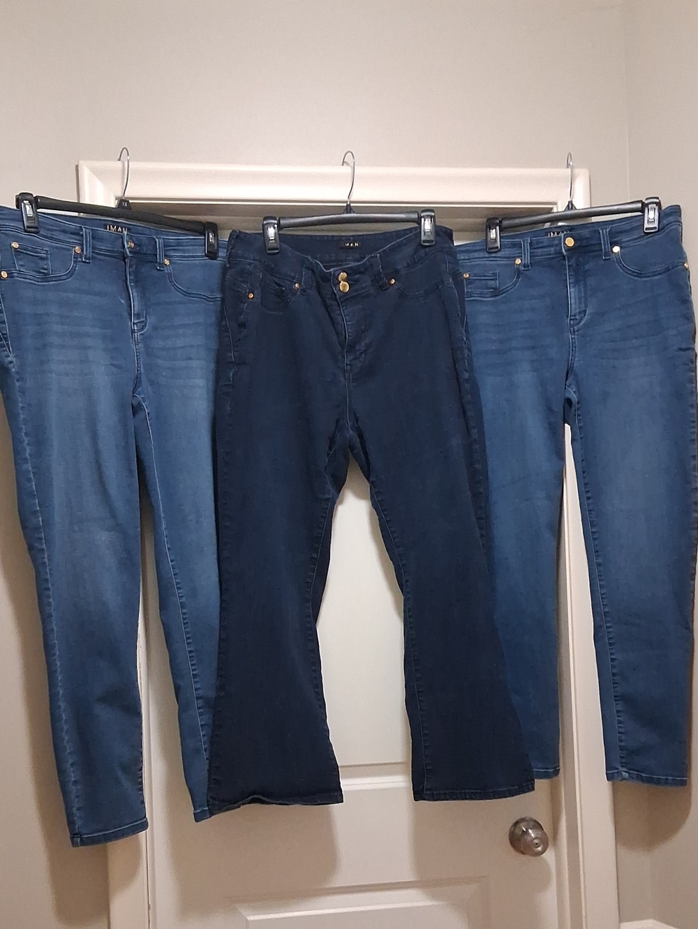 IMan Women’s Dark Blue and Medium Blue Stretch Jeans